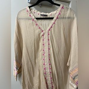 Gypsy 05  Cottontop large size cream colored with pink Embroidery